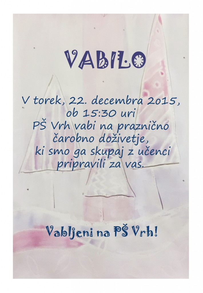 Vabilo - december, PŠ Vrh